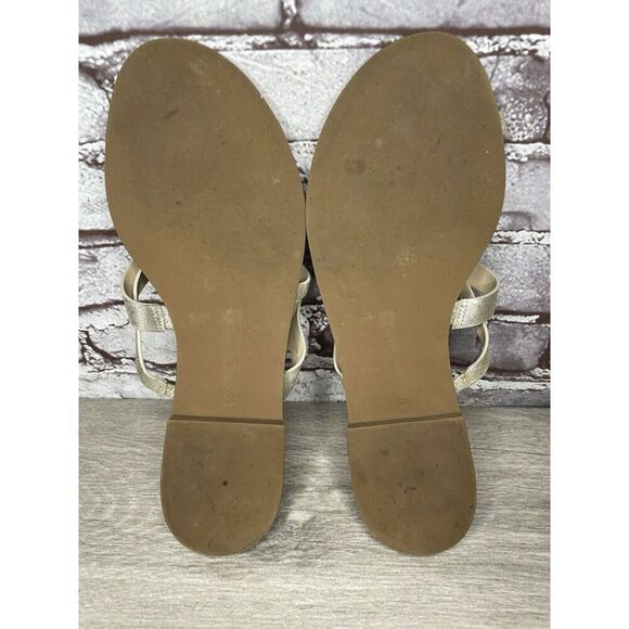 Via Spiga Metallic Silver Leather Toe Post Slides Sandals Women’s Sz 10M US/40EU - Picture 9 of 16